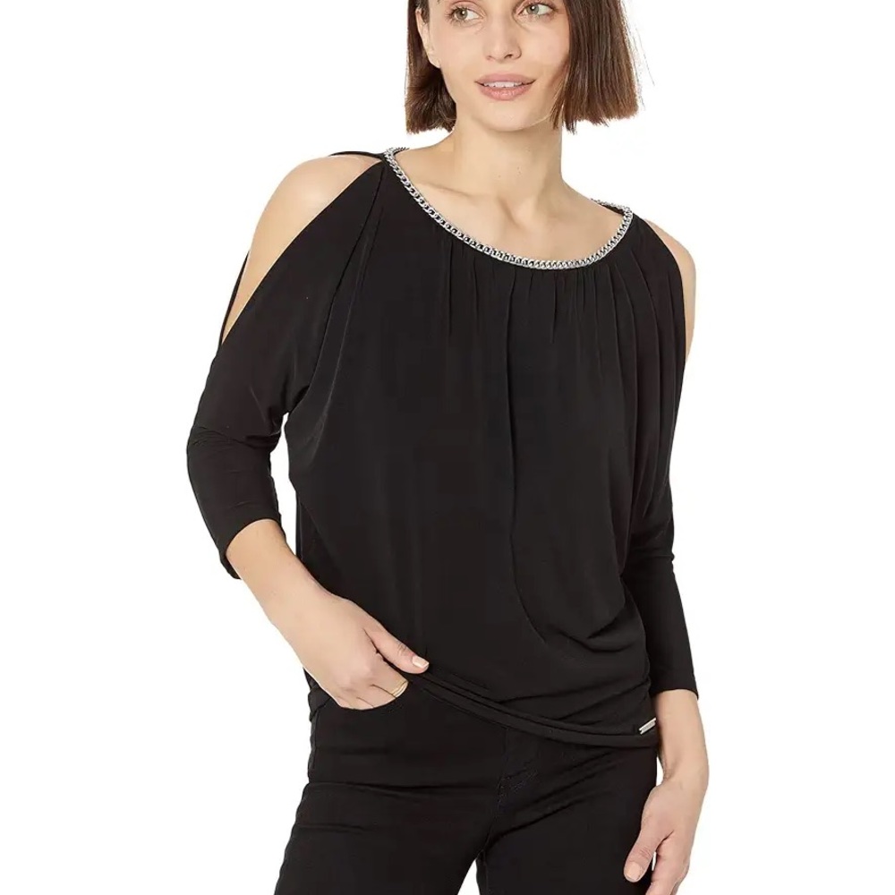 MICHAEL Michael Kors Chain Neck Cold-Shoulder Top